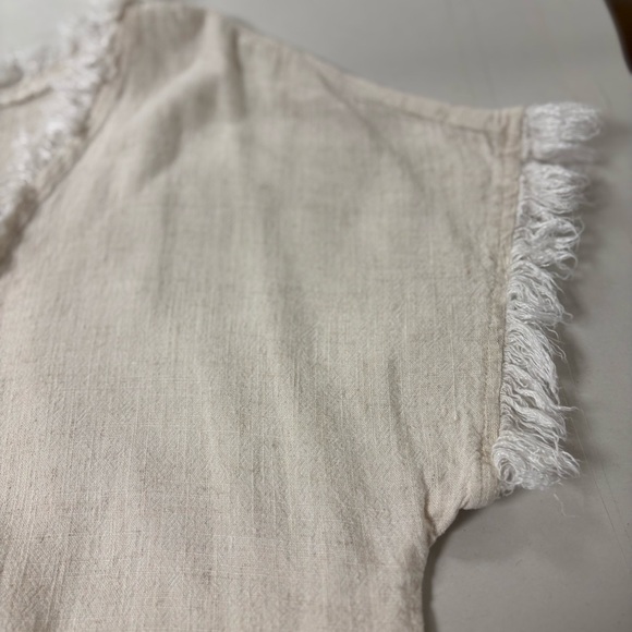 Umgee Womens Cream V-Neck Tie-Front Top Linen Blend Small - Picture 11 of 11